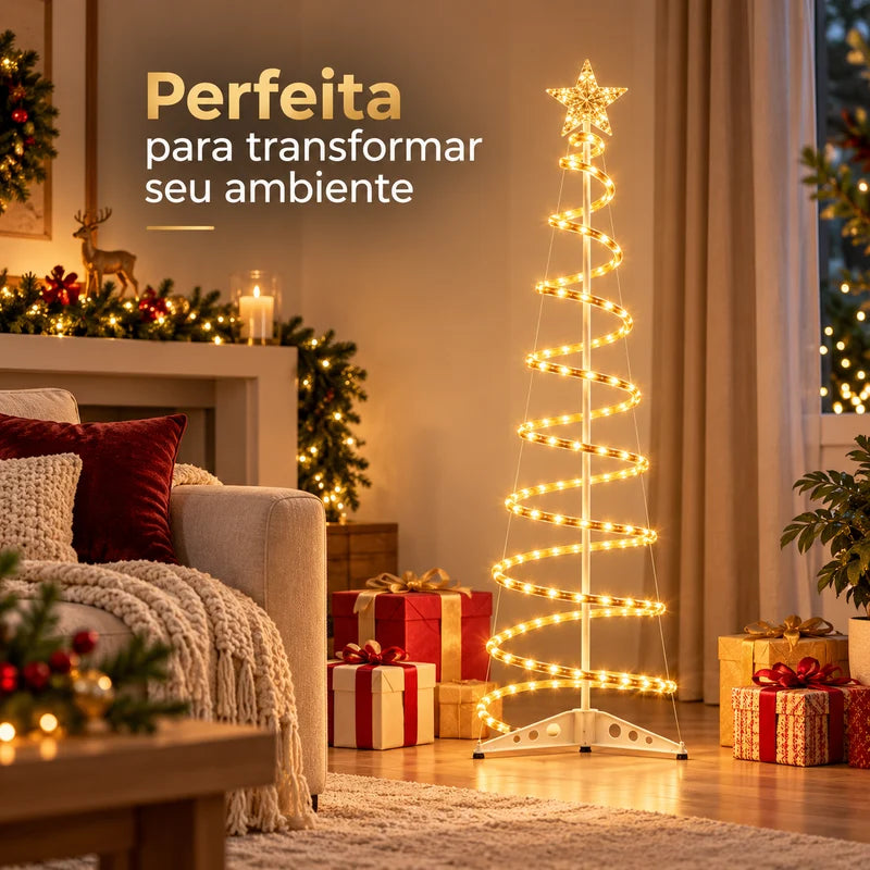 Árvore de Natal da Vovó Lúcia 1,8m – Espiral com LED, Decoração Completa e Iluminação