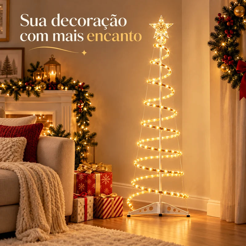 Árvore de Natal da Vovó Lúcia 1,8m – Espiral com LED, Decoração Completa e Iluminação