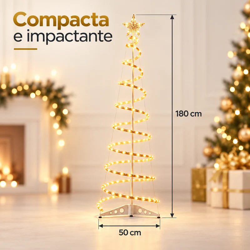 Árvore de Natal da Vovó Lúcia 1,8m – Espiral com LED, Decoração Completa e Iluminação
