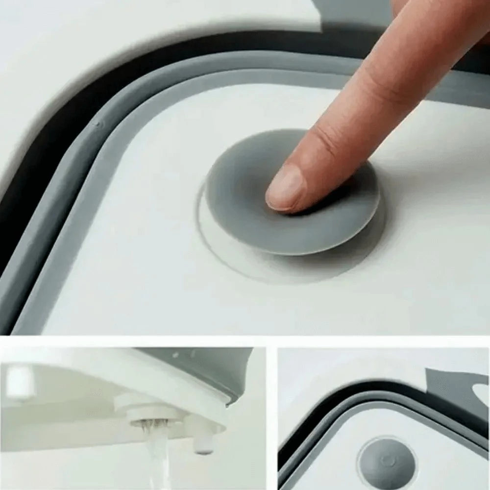 Scorredor Tábua 3 em 1 Dobrável de Silicone  Retrátil, Multifuncional para Lavar, Cortar e Escorrer
