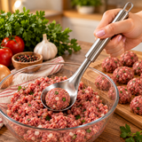 PolpetLux – Colher Italiana Modeladora de Almôndegas em Aço Inox | Bolinhas Perfeitas Sem Sujar as Mãos - Entrega Grátis