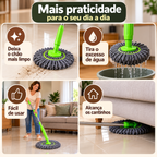 MopFlex -  Esfregão 2 em 1 Giratório Automático Com Desidratação Perfeito Para Limpeza Completa de Piso