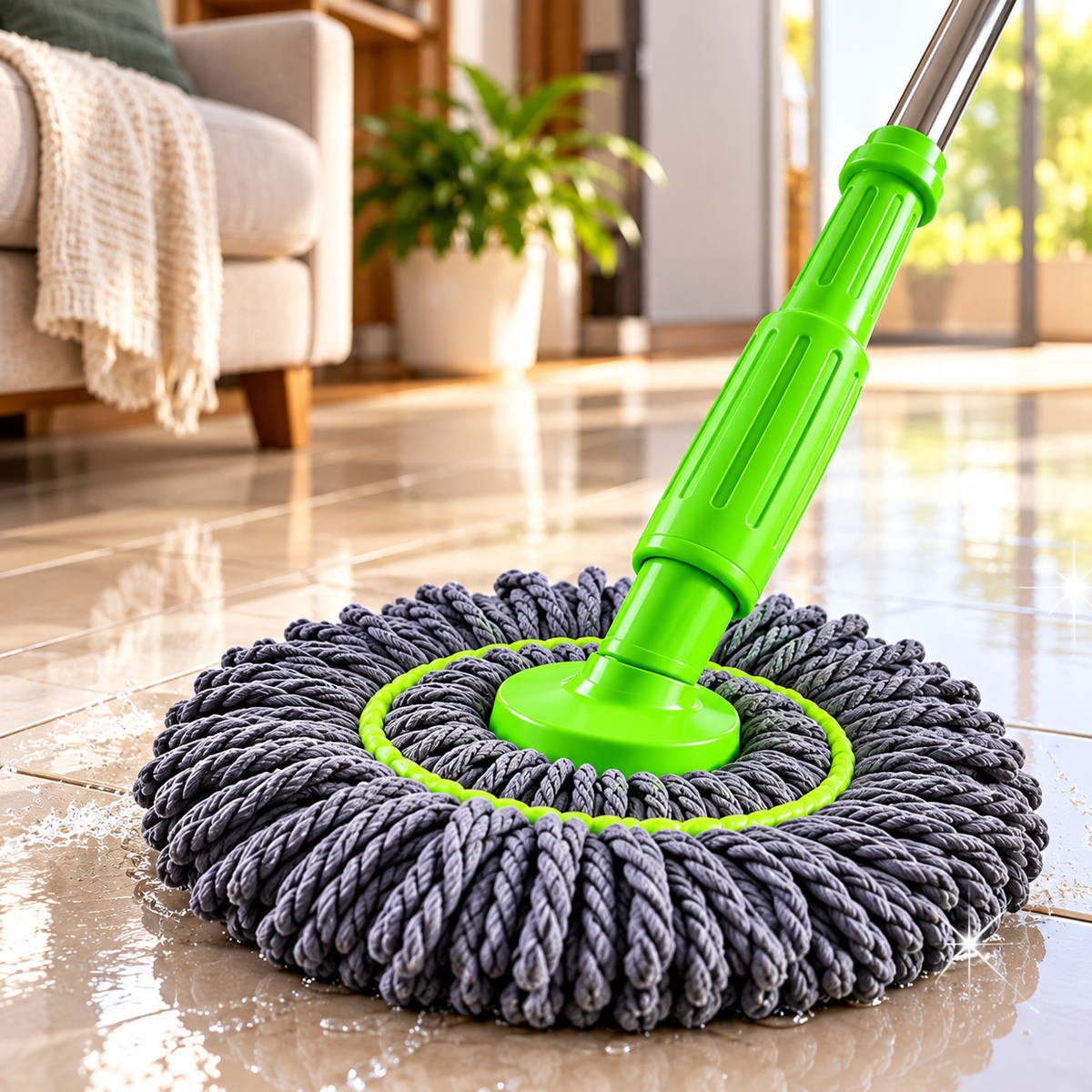 MopFlex -  Esfregão 2 em 1 Giratório Automático Com Desidratação Perfeito Para Limpeza Completa de Piso