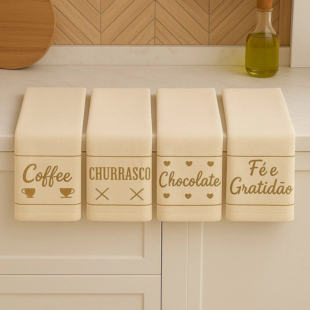 Kit 10 Panos de Prato 40x65 Jacquard Atoalhado  Alta Absorção, Macio e Resistente para Cozinha