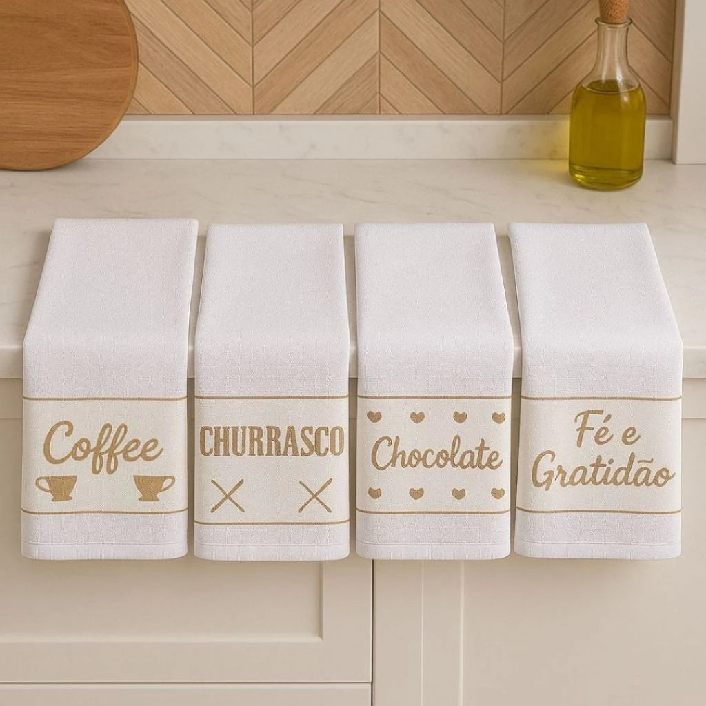 Kit 10 Panos de Prato 40x65 Jacquard Atoalhado  Alta Absorção, Macio e Resistente para Cozinha