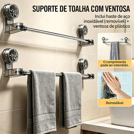 ToalhaFlex – Toalheiro Retrátil com Ventosa Sem Furar a Parede - Entrega Grátis