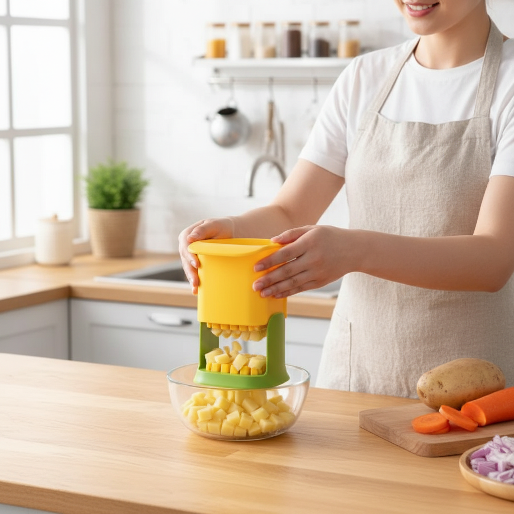 Cortador Manual para Batatas Fritas Prático, Seguro e Super Eficiente