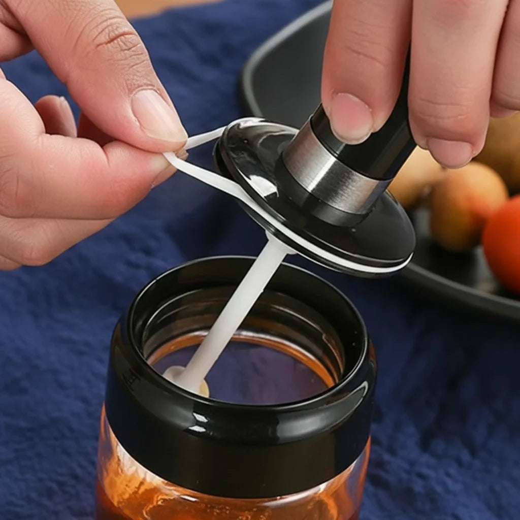 GlassChef - Kit Porta Tempero de Vidro com Tampa e Colher Embutida - Entrega Grátis