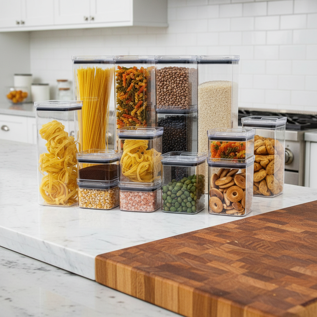 Diga Adeus à Bagunça no Armário! Potes Herméticos Empilháveis em Acrílico