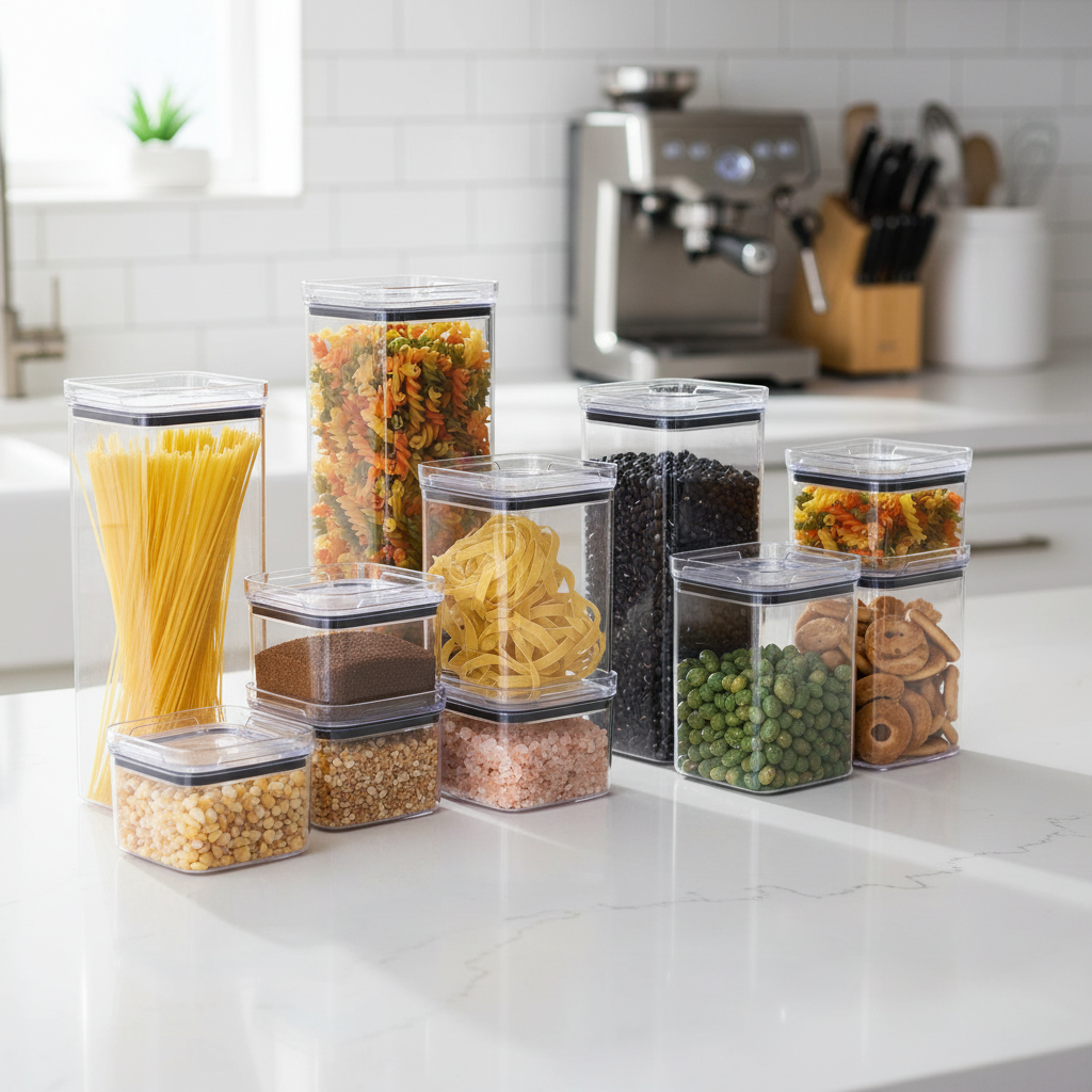Diga Adeus à Bagunça no Armário! Potes Herméticos Empilháveis em Acrílico