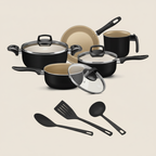 Jogo de Panelas 8 Peças Teflon Antiaderente Tampas de Vidro, Cozimento Rápido e Limpeza Fácil