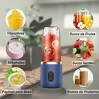 Mini Liquidificador Elétrico 6 Lâminas  Chega de Suco Fraco e Difícil de Fazer! Misture Tudo em Segundos Onde Estiver