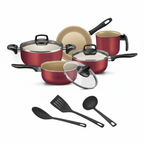 Jogo de Panelas 8 Peças Teflon Antiaderente Tampas de Vidro, Cozimento Rápido e Limpeza Fácil