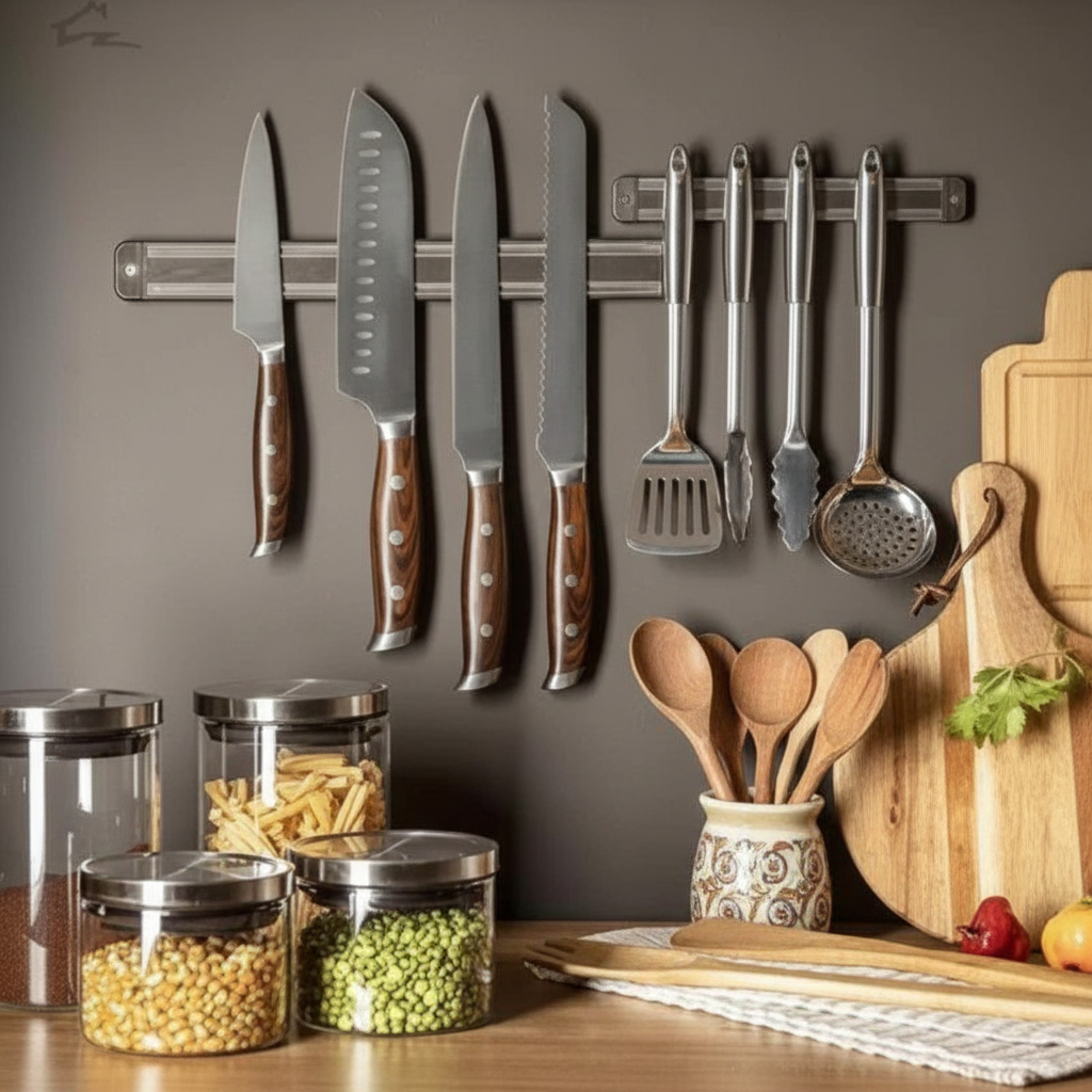 Barra Magnética 33 cm para Facas e Utensílios  Organização Prática na Parede