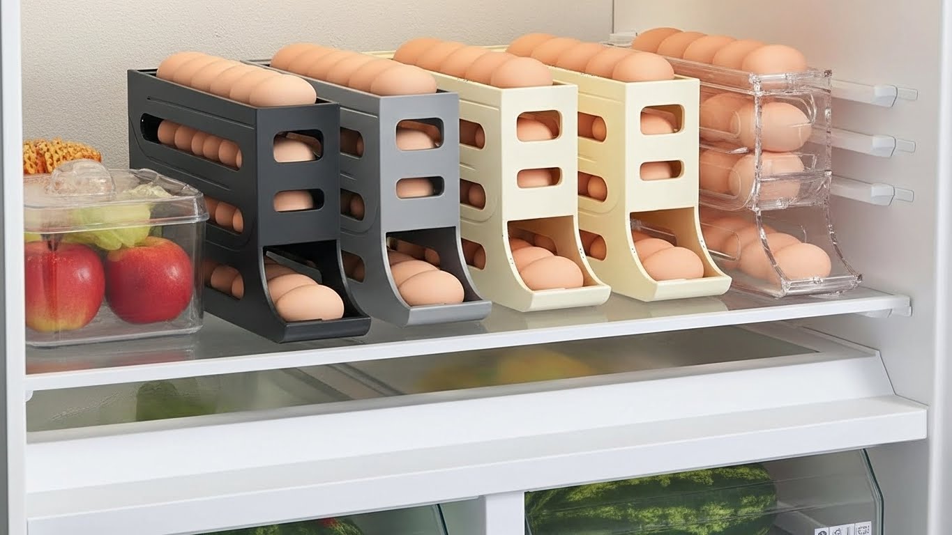 Suporte Rolante para Ovos 4 Andares  Organizador de Geladeira p 30 Ovos