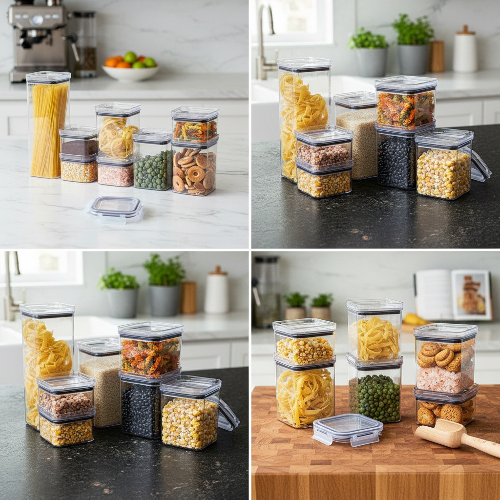 Diga Adeus à Bagunça no Armário! Potes Herméticos Empilháveis em Acrílico
