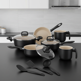 Jogo de Panelas 8 Peças Teflon Antiaderente Tampas de Vidro, Cozimento Rápido e Limpeza Fácil