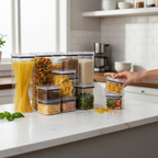 Diga Adeus à Bagunça no Armário! Potes Herméticos Empilháveis em Acrílico