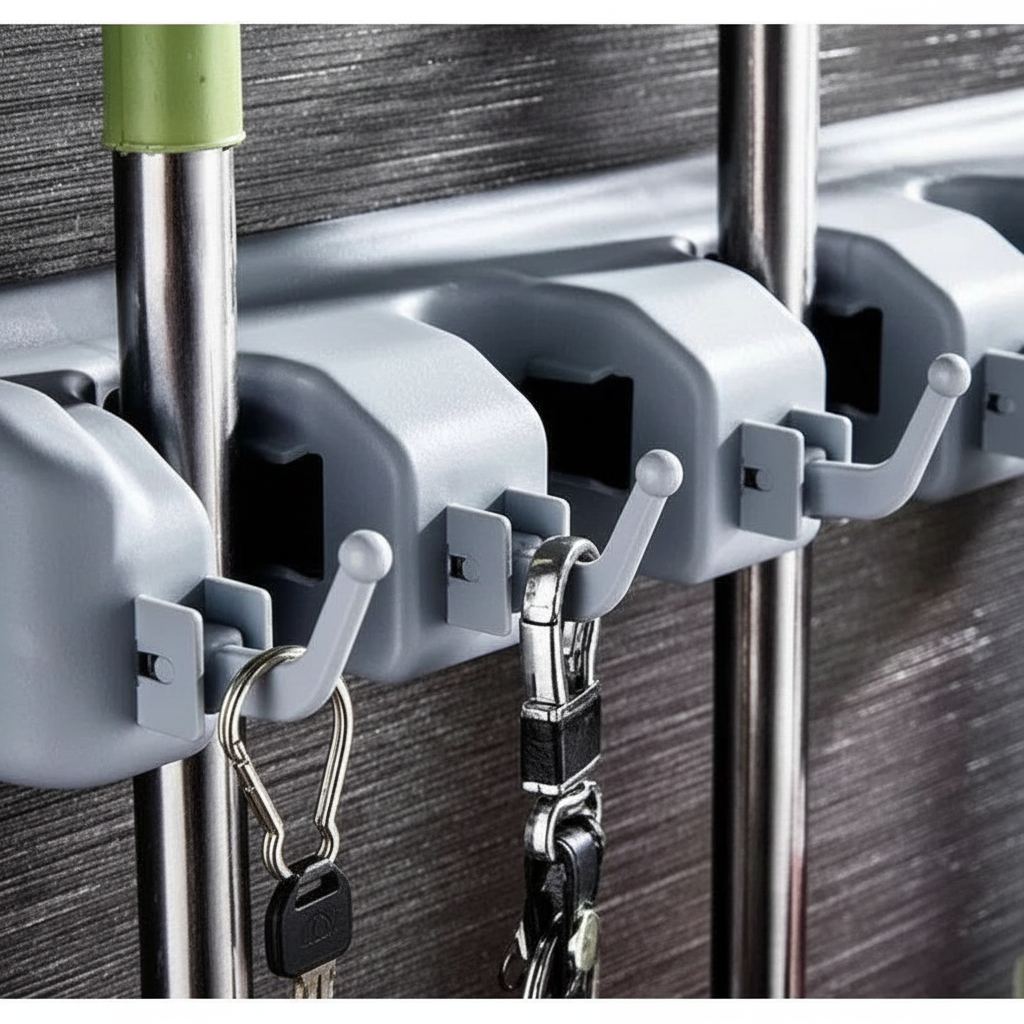 Organix – Organizador de Parede para Vassouras e Rodos com 6 Ganchos - Entrega Grátis