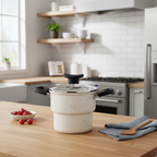 Cuscuzeiro 14cm Antiaderente Teflon Tampa de Vidro Cozimento Rápido e Sem Grudar