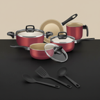 Jogo de Panelas 8 Peças Teflon Antiaderente Tampas de Vidro, Cozimento Rápido e Limpeza Fácil