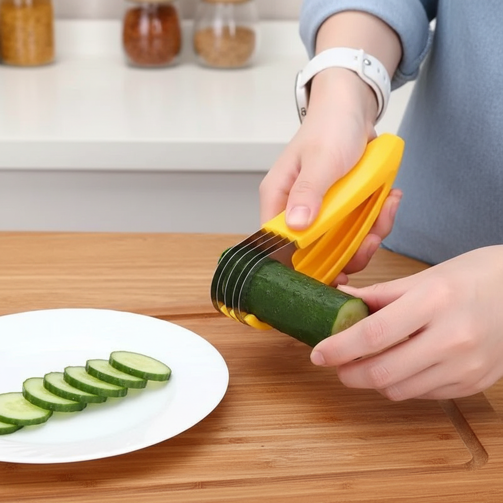 Chega de Cortes Irregulares! Fatiador Inox 6 Lâminas Praticidade e Precisão Instantânea