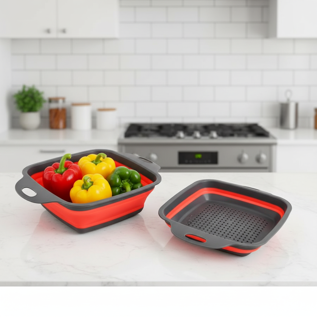 Escorredor Dobrável de Silicone Adeus Falta de Espaço e Bagunça na Pia!