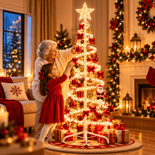 Árvore de Natal da Vovó Lúcia 1,8m – Espiral com LED, Decoração Completa e Iluminação - Vovó Lúcia