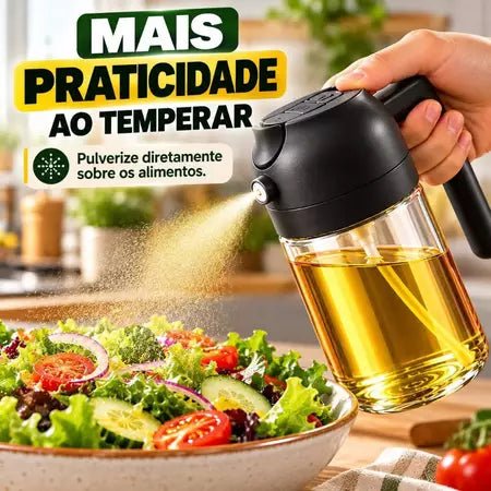 Azeiteira da Vovó Lúcia – Porta Azeite, Óleo e Vinagre com Spray Borrifador e Bico Dosador - Vovó Lúcia