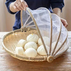 BambuFresh – Cesto de Bamboo com Cobertura de Tela Retrátil Protetor de Alimentos comprar BambuFresh – Cesto de Bamboo com Cobertura de Tela Retrátil Protetor de Alimentos original Vovó Lúcia