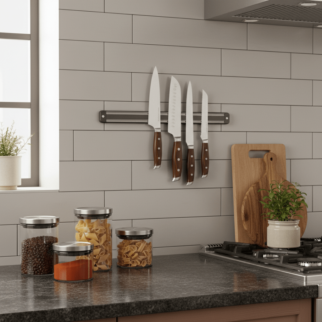 Barra Magnética 33 cm para Facas e Utensílios Organização Prática na Parede comprar Barra Magnética 33 cm para Facas e Utensílios Organização Prática na Parede original Vovó Lúcia