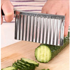 Faca Corte Batata Ondulada Legumes Cozinha Aço Inox Chips 20,5 x 6,5 x 2cm