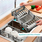 DrainFlex – Escorredor de Pia Ajustável em Inox para Cozinha