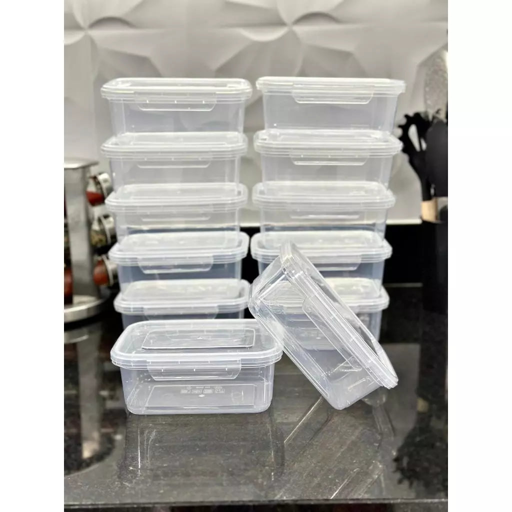 Kit Conjunto 10 Marmitas 800ml com travas Herméticas Transparente