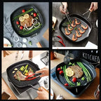 Frigideira Teflon Quadrada com Frisos Antiaderente Frangos Carnes