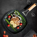 Frigideira Teflon Quadrada com Frisos Antiaderente Frangos Carnes