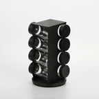 Chega de Bagunça na Cozinha! Porta Tempero Giratório Preto Premium com 6/8/9 Potes de Vidro Reforçado