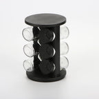 Chega de Bagunça na Cozinha! Porta Tempero Giratório Preto Premium com 6/8/9 Potes de Vidro Reforçado