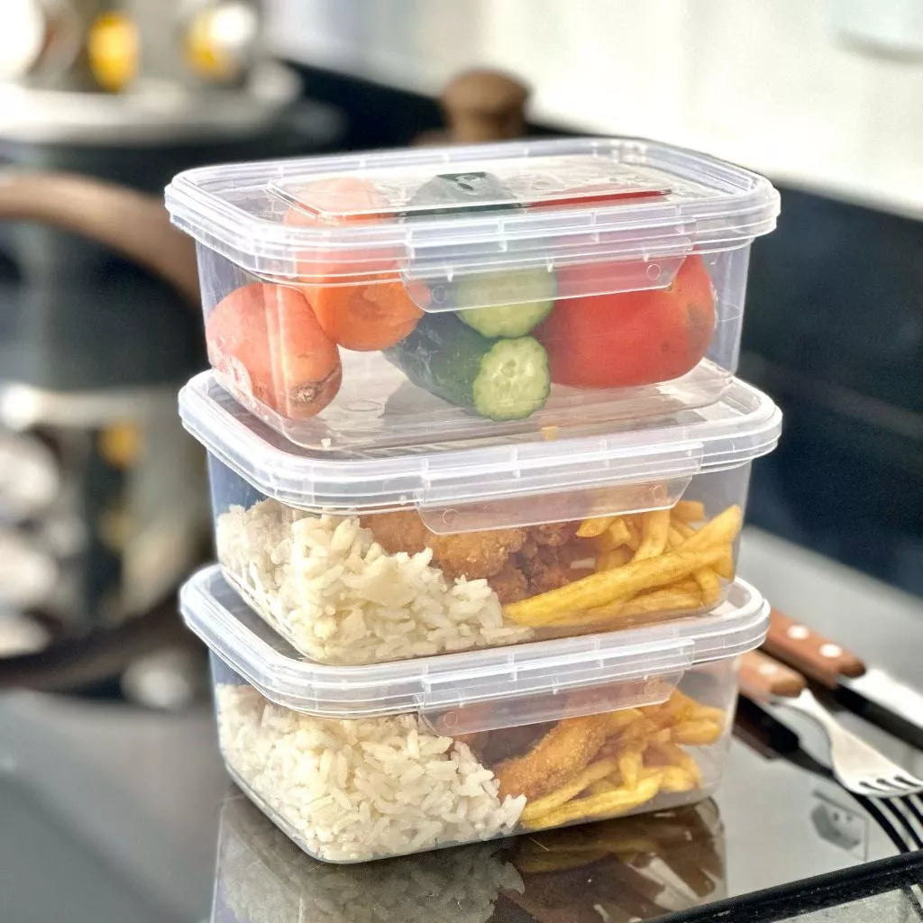 Kit Conjunto 10 Marmitas 800ml com travas Herméticas Transparente