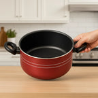 Caçarola Antiaderente Cereja/Preto com Tampa de Vidro