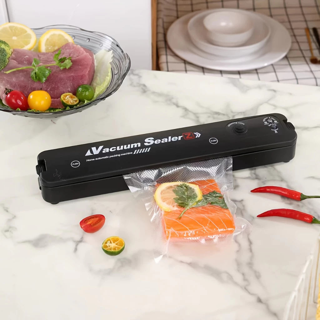 Seladora a Vácuo Bivolt Hermética  Embaladora Doméstica de Alimentos  Conserva até 5x mais | 110V–220V | Compacta e de Alta Potência