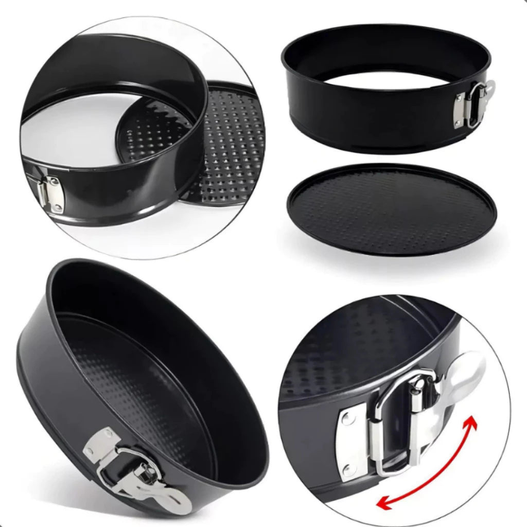 Kit 3 Formas Redondas Antiaderentes com Fundo Removível –Bolo, Torta e Cheesecake