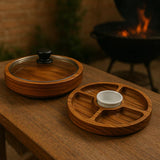 Kit Churrasco Gamela Com Tampa Vidro E Petisqueira Molheira