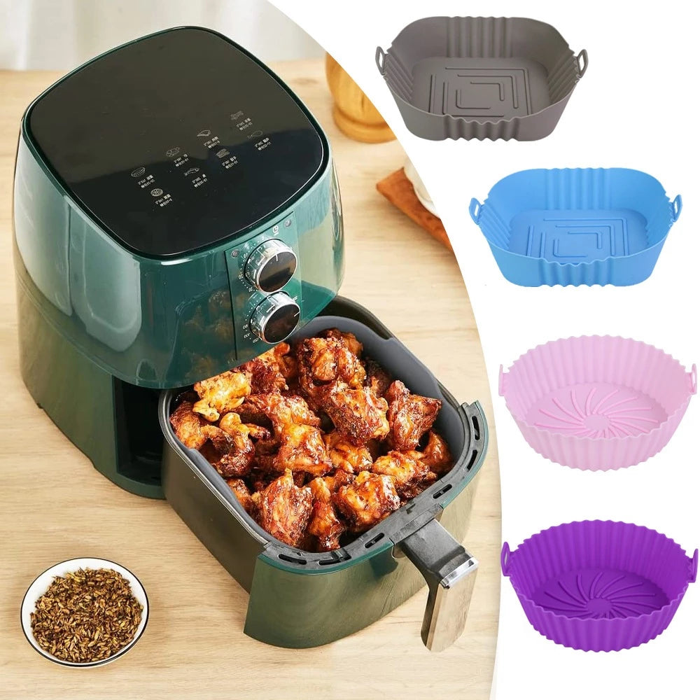 KIT 1/2/3 Formas de Silicone 17x17cm com Alça para Air Fryer, Forno e Cozinha