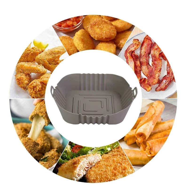 KIT 1/2/3 Formas de Silicone 17x17cm com Alça para Air Fryer, Forno e Cozinha