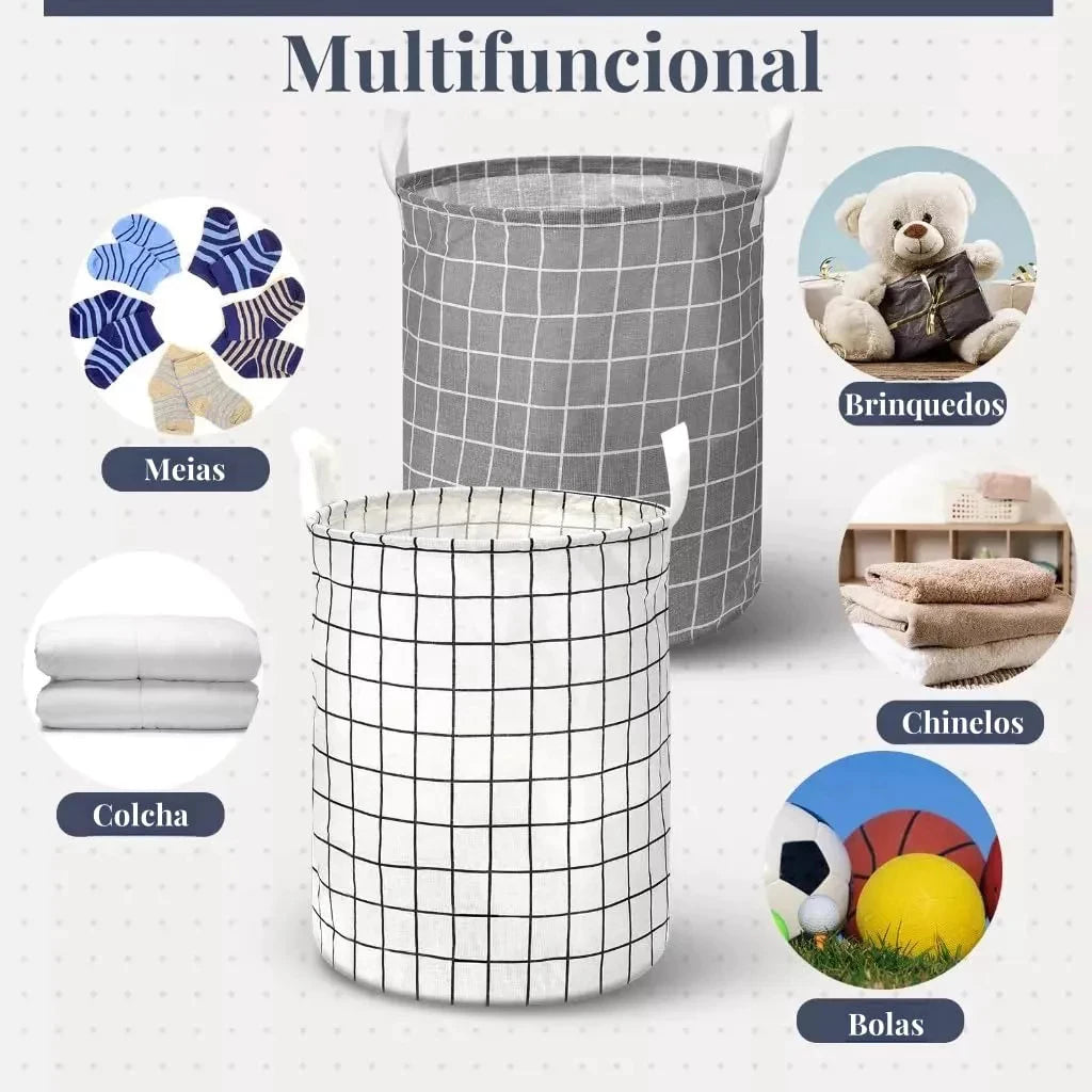 Cesto Organizador de Roupa Dobrável em Tecido Resistente  Ideal para Casa Quarto e Lavanderia