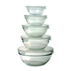 Kit 5 Bowls de Vidro com Tampa Hermética Micro-ondas, Geladeira e Freezer Empilhável