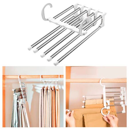 CabideFlex - Cabide Retrátil Organizador 5 em 1 Dobrável em Aço Inox - Entrega Grátis comprar cabide 1 original Vovó Lúcia