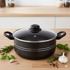 Caçarola Antiaderente Cereja/Preto com Tampa de Vidro comprar Caçarola Antiaderente Cereja/Preto com Tampa de Vidro original Vovó Lúcia