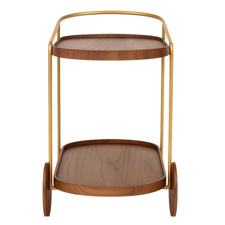 Carrinho Bar Gourmet Retrô em Madeira e Metal Dourado 90 cm - Vovó Lúcia